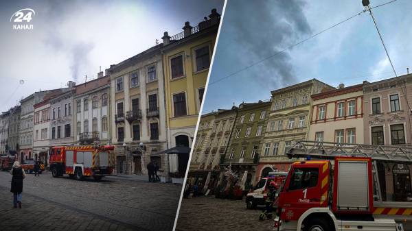 В сердце Львова вспыхнул пожар: загорелось здание на площади Рынок