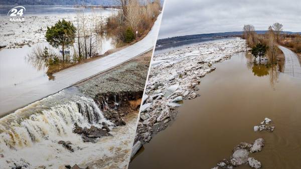 В российском Томске река вышла из берегов и размыла автомобильную дорогу: эпические кадры