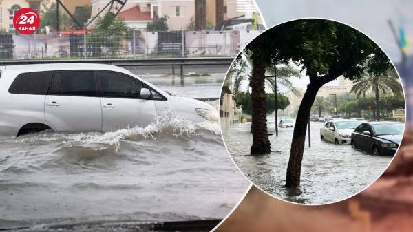 В Дубае прошли сильный ливень и ураган, самолеты почти плавают: страшные видео последствий непогоды