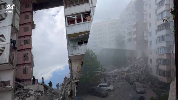 В Белгороде после сирены и взрывов обвалился подъезд многоэтажки