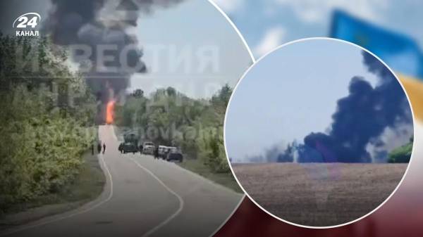 Густий дим видно звідусіль: на окупованій Луганщині спалахнула вантажівка росіян з боєприпасами