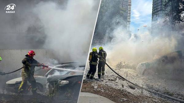 Видны густые столбы дыма: в Киеве на стоянке загорелись десятки авто