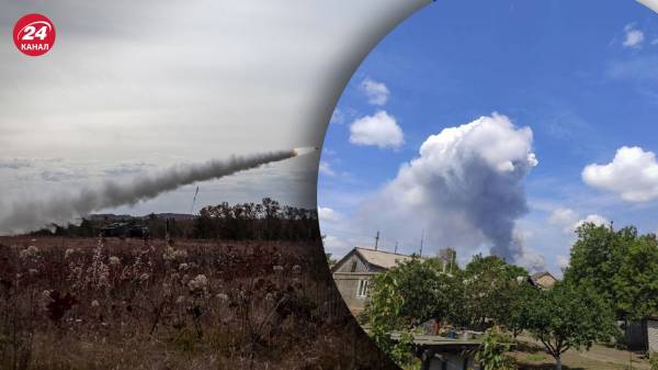 Над городом огромный столб дыма: вероятно, детонирует склад БК россиян на Луганщине