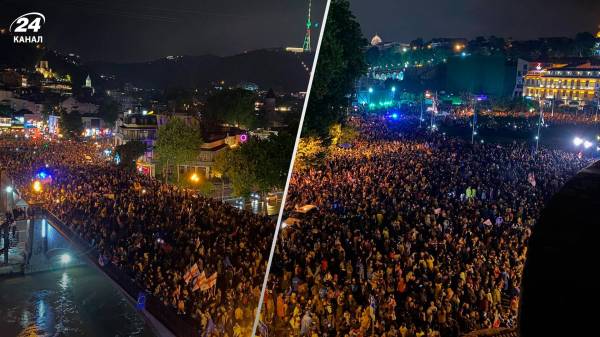 “Европейский марш”: в Тбилиси тысячи людей вышли на акцию против закона об “иноагентах”