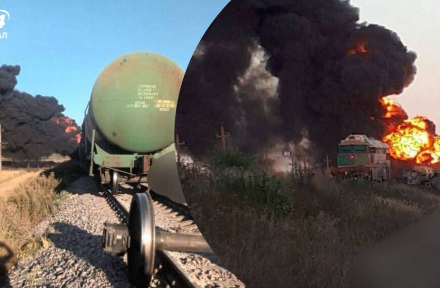 Палали російські цистерни: у мережі показали кадри знищення вантажного потягу на Запоріжжі