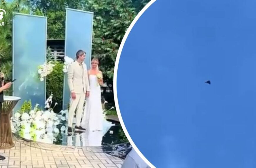 У Сумах під час церемонії над молодятами пролетів “Шахед”: відео із соцмереж