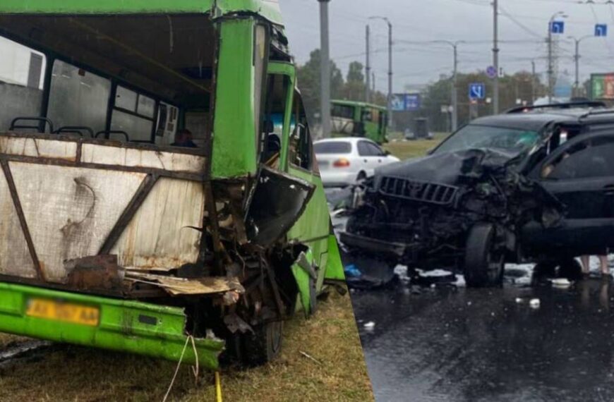 У Харкові авто на швидкості 140 кілометрів за годину влетіло у громадський транспорт