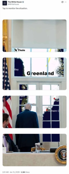 Допис Білого дому щодо Гренландії https://x.com/WhiteHouse/status/2010902536757162398?ref_src=twsrc^google|twcamp^serp|twgr^tweet