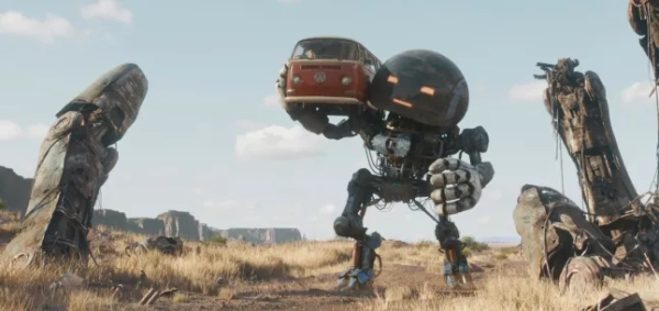 Це зображення, опубліковане Netflix, показує сцену з фільму «Електричний штат». (Netflix через AP)