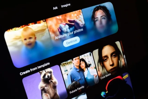 На екрані відображаються приклади відео, створених за допомогою штучного інтелекту за допомогою програми Grok від Xai, 12 січня 2026 року в Лондоні, Англія. (Фото Леона Ніла/Getty Images)