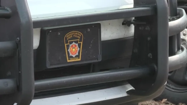 Крупний план автомобільного бампера з емблемою поліції штату Пенсильванія