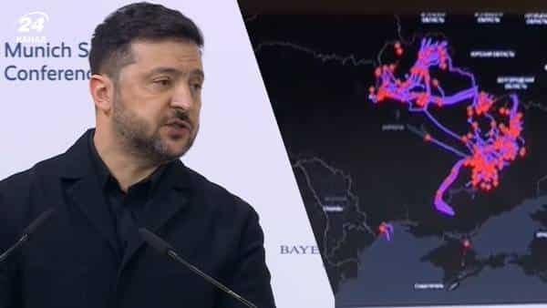 Зеленський у Мюнхені продемонстрував реалії війни: Візуалізація атак РФ