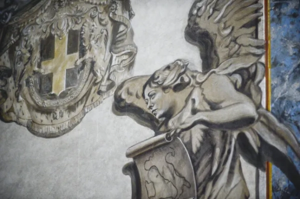 Обов'язкове посилання: Фото Стефано Карофей/Sintesi/SIPA/Shutterstock (16500181b) Італія, Рим, 2 лютого 2026 р.: Херувимський ангел, намальований на фресці (після реставрації) в базиліці Сан-Лоренцо-ін-Лучина, відтворює обличчя італійського прем'єр-міністра Джорджії Мелоні Італія, Рим, 2 лютого 2026 р. - Херувимський ангел, намальований на фресці в базиліці Сан-Лоренцо-ін-Лучина, відтворює обличчя італійського прем'єр-міністра Джорджії Мелоні - 02 лютого 2026 р.