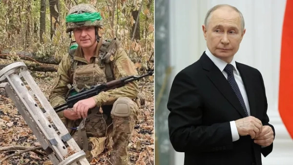(Ліворуч) Колишній віце-президент Газпромбанку, який став українським бойовиком, Ігор Волобуєв та (праворуч) Володимир Путін.