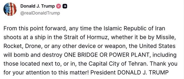 Публікація Трампа в Truth Social. / © із соцмереж