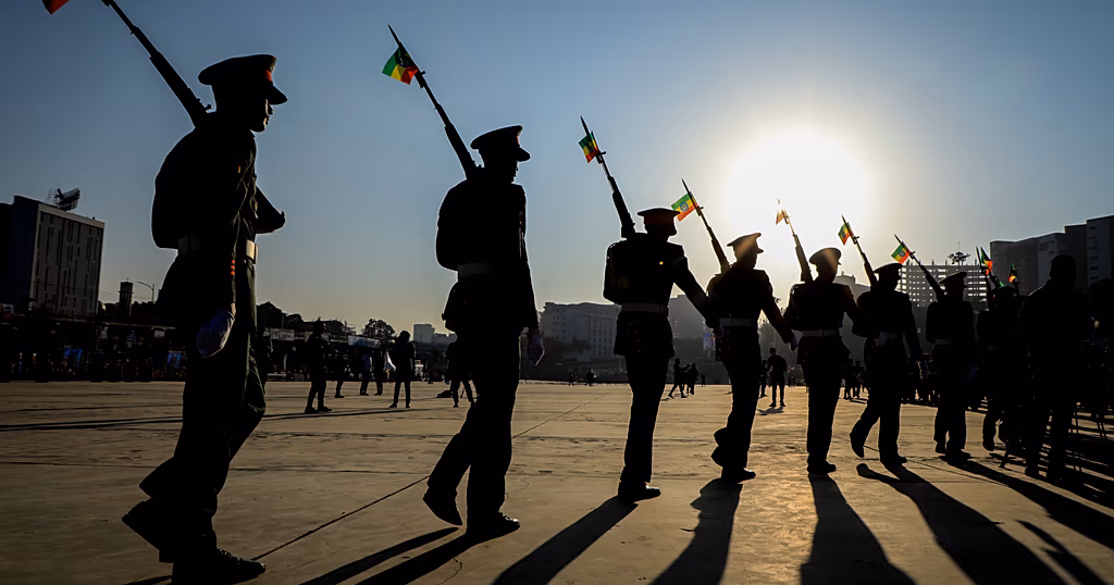 Ethiopian military parade at a rally organized by local authorities to show support for the Ethiopian National Defense Force in Addis Ababa, Ethiopia, Nov. 7, 2026