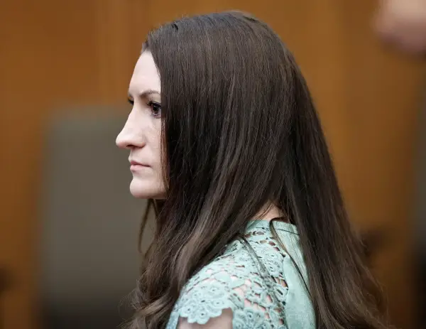 Lindsay Clancy watches jurors as they enter the courtroom in the morning to start their second day of deliberations in the triple murder case, in Plymouth Superior Court, in Plymouth, Massachusetts, U.S., August 28, 2026. Greg Derr/Pool via REUTERS