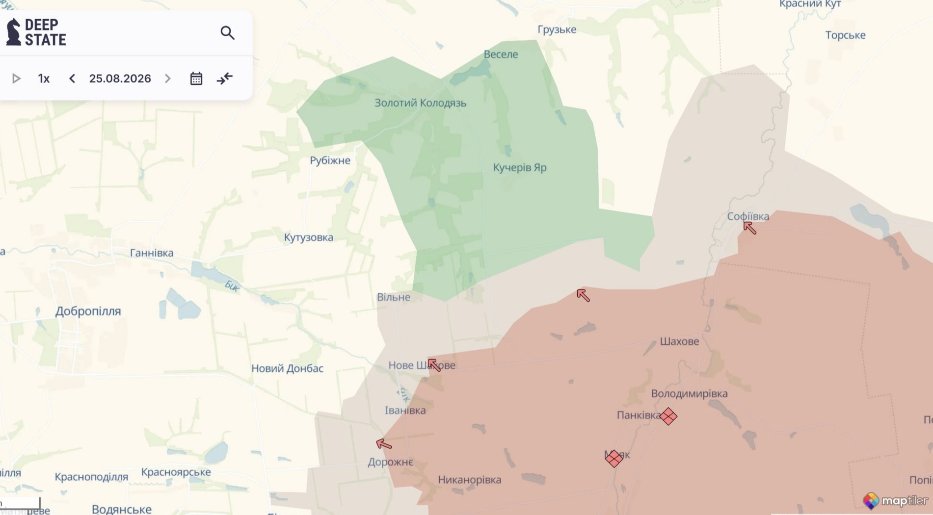 Орієнтовна карта бойових дій на 25 серпня о 15:50/DeepStateMap