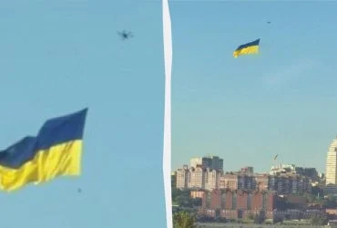 Над Дніпром пролетів гігантський прапор України (відео)