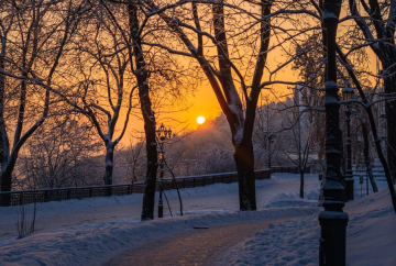 Київ, зима, світанок, фото із соцмереж