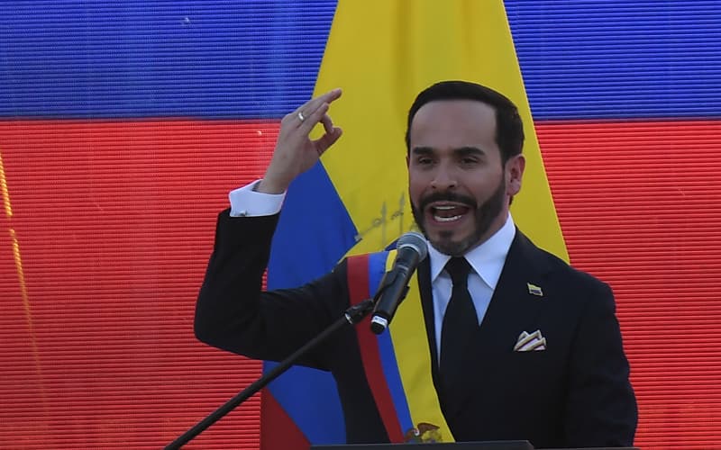 Colombia's new president Abelardo de la Espriella delivers a speech at the Pichincha Battalion after being sworn in, in Cali, Colombia, on 7 August, 2026.