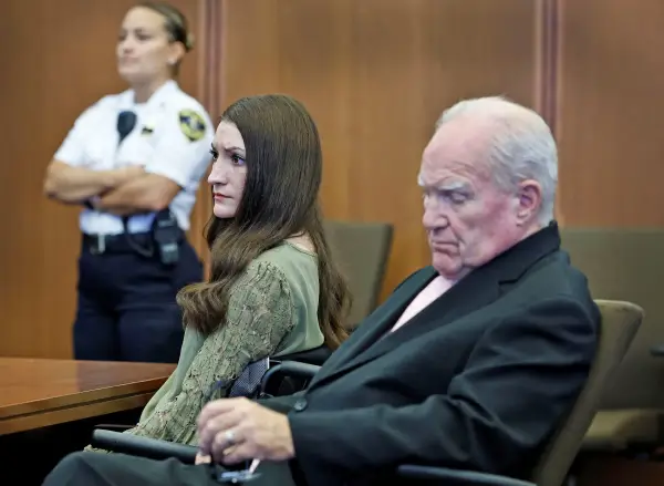 Defendant Lindsay Clancy and attorney Kevin Reddington listen to the judge declare a mistrial, in Plymouth, U.S., September 4, 2026. Greg Derr/Pool via REUTERS