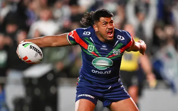 Ali Leiataua of the Warriors celebrates his try which is disallowed, NZ Warriors v Newcastle Knights, Week 2 Final of the NRL Telstra Premiership at Eden Park, Auckland, New Zealand on Saturday 20 September 2026.© Photo: Andrew Cornaga / Photosport