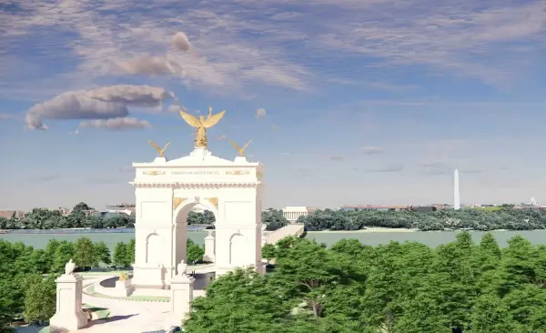 15723933 New renderings released showing 250-foot tall 'Arc de Trump' towering over DC as president confirms he has officially submitted plans