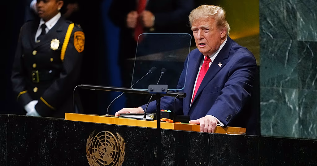 Президент Дональд Трамп виступає перед Генеральною Асамблеєю ООН.