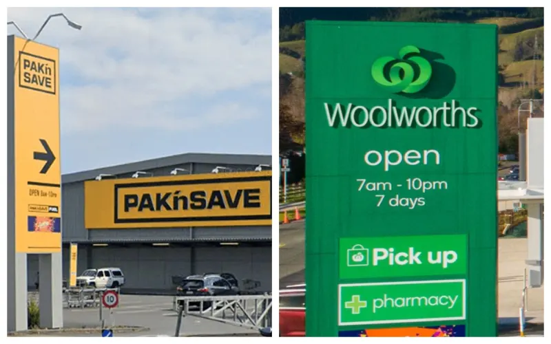 Знаки Pak 'n Save та Woolworths