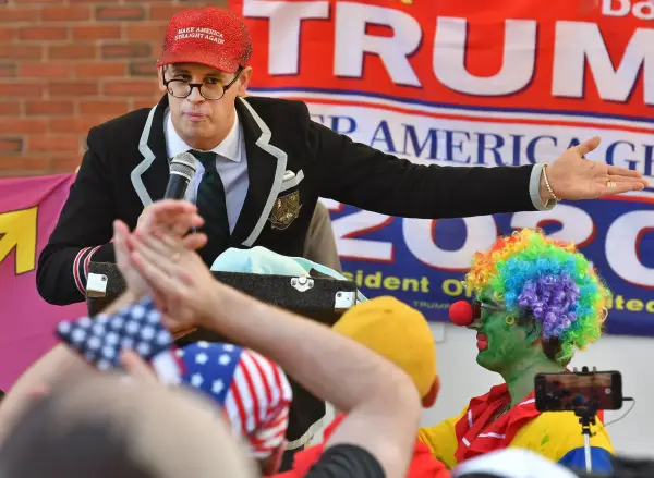 BOSTON, MA - AUGUST 31: Straight Pride keynote speaker Milo Yiannopoulos addresses the crowd at City Hall Plaza August 31, 2019 in BOSTON, Massachusetts. (Staff Photo By Chris Christo/MediaNews Group/Boston Herald) ( Photo by Chris Christo/MediaNews Group/Boston Herald via Getty Images)