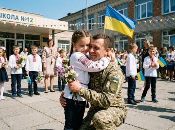 Військовий батько обіймає доньку