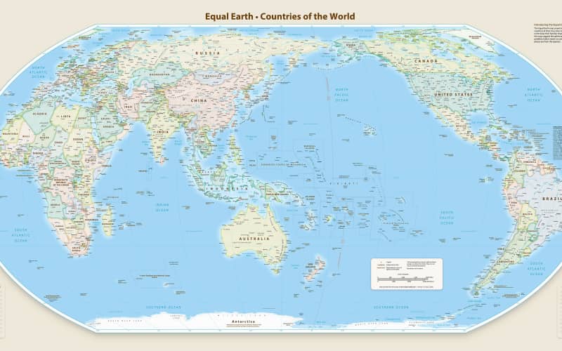 Проєкція Equal Earth точно відображає відносні розміри країн.