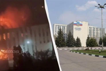 У Бєлгороді після атаки дронів горить університет, де розробляли БПЛА (відео)