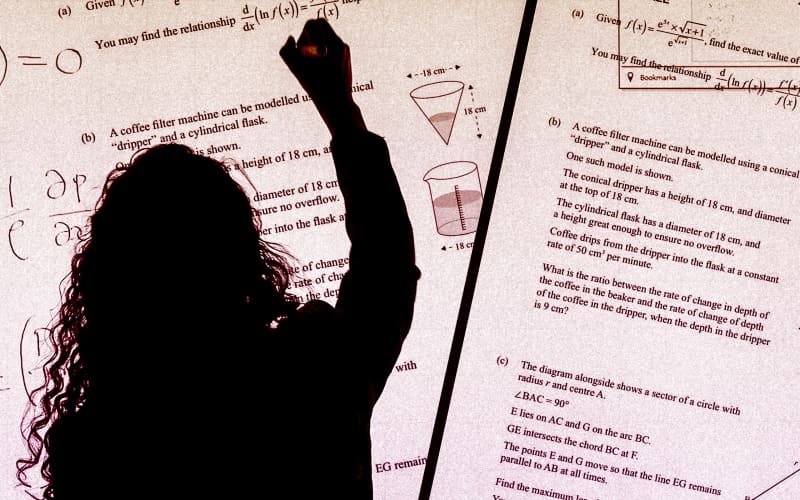 Composite of teacher writing on white board.