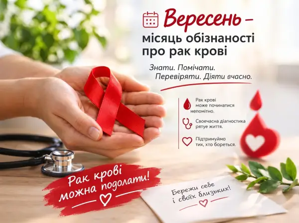 Вересень – час подбати про здоров’я крові: дізнайся про рак, щоб діяти вчасно